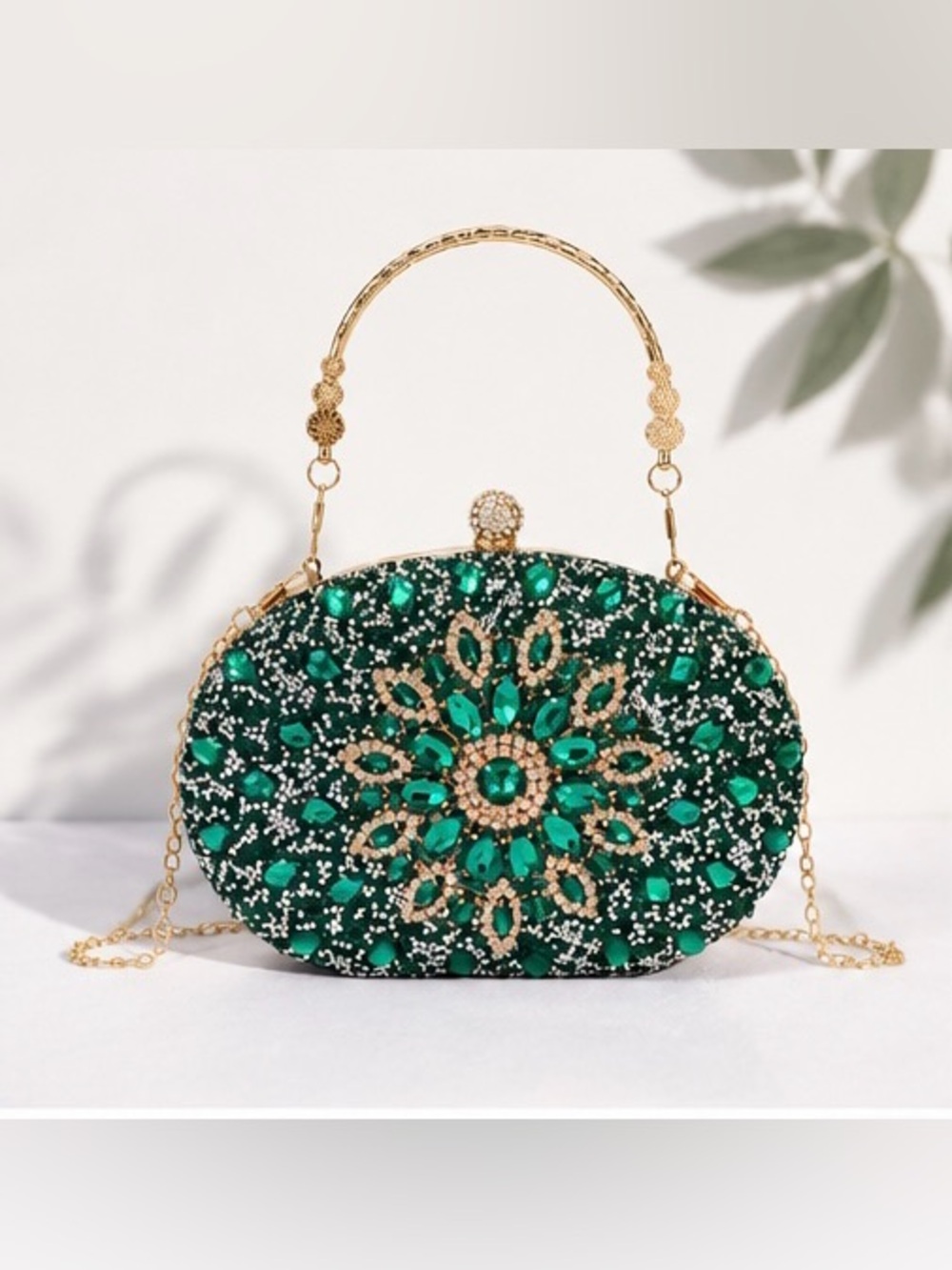 Emerald Green Crystal Evening Clutch Bag